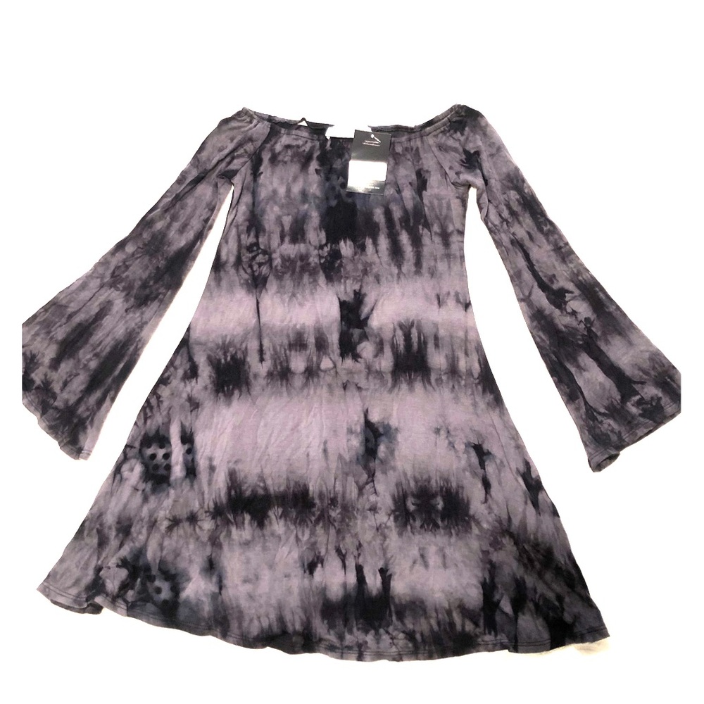 Gypsy Warrior Off Shoulder Tie-dye Mini Dress